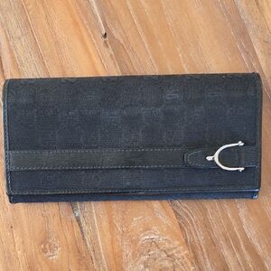 Black Checkered Wallet with Silver Accent